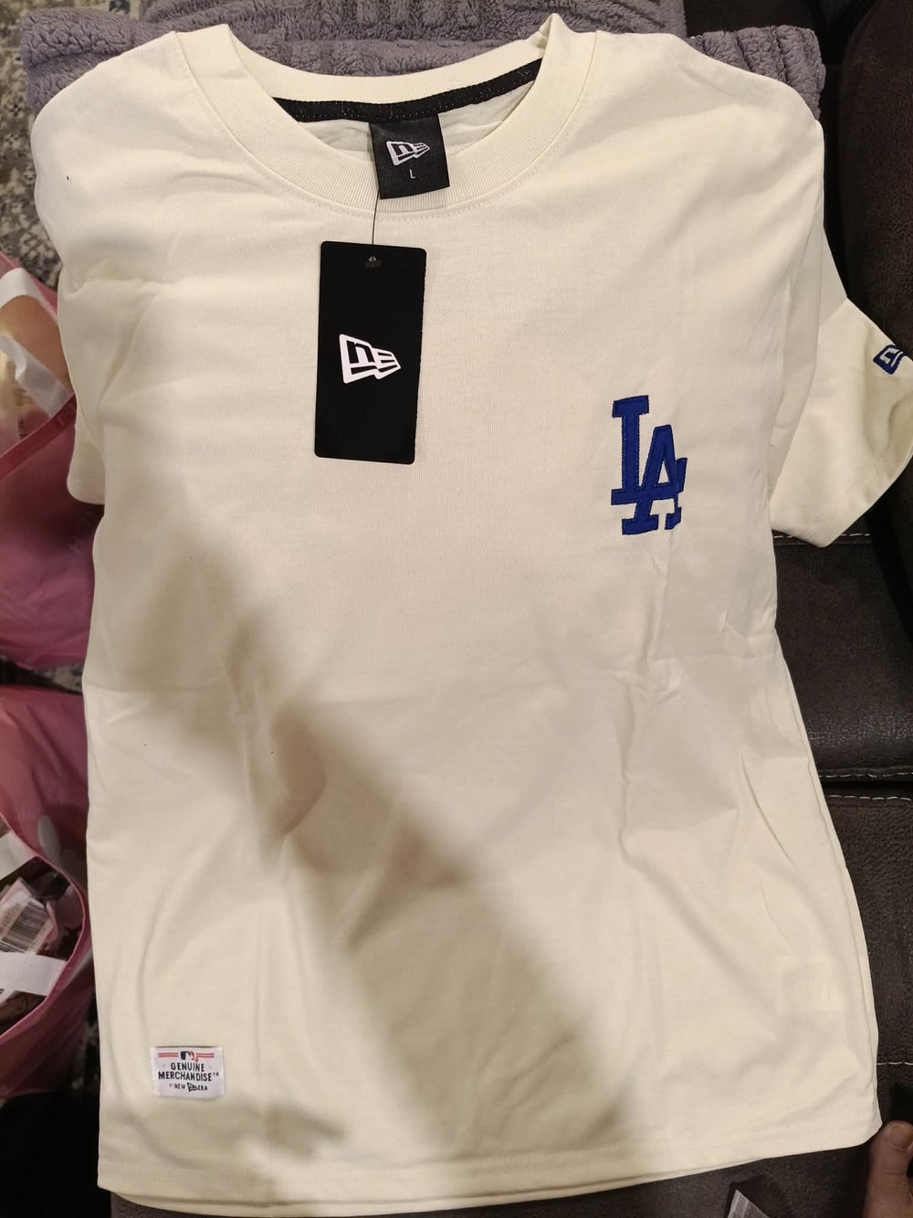 New Era White T-Shirt with Blue LA Logo - Men